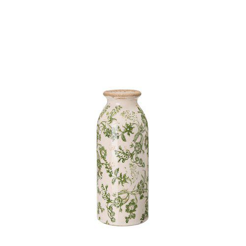 Large Isla vase with green floral pattern on a white background
