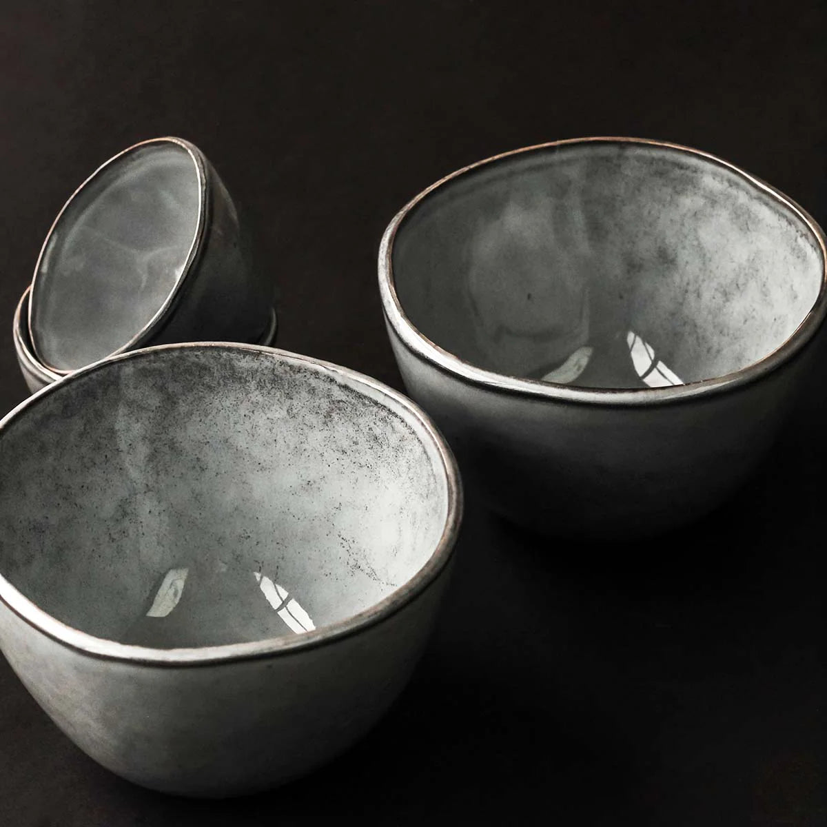 Ceramic pasta bowl with grey glaze.
