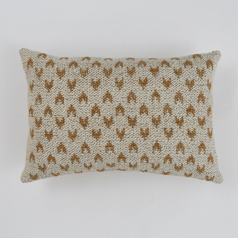 Mhari sofa cushion ecru with gold heart pattern