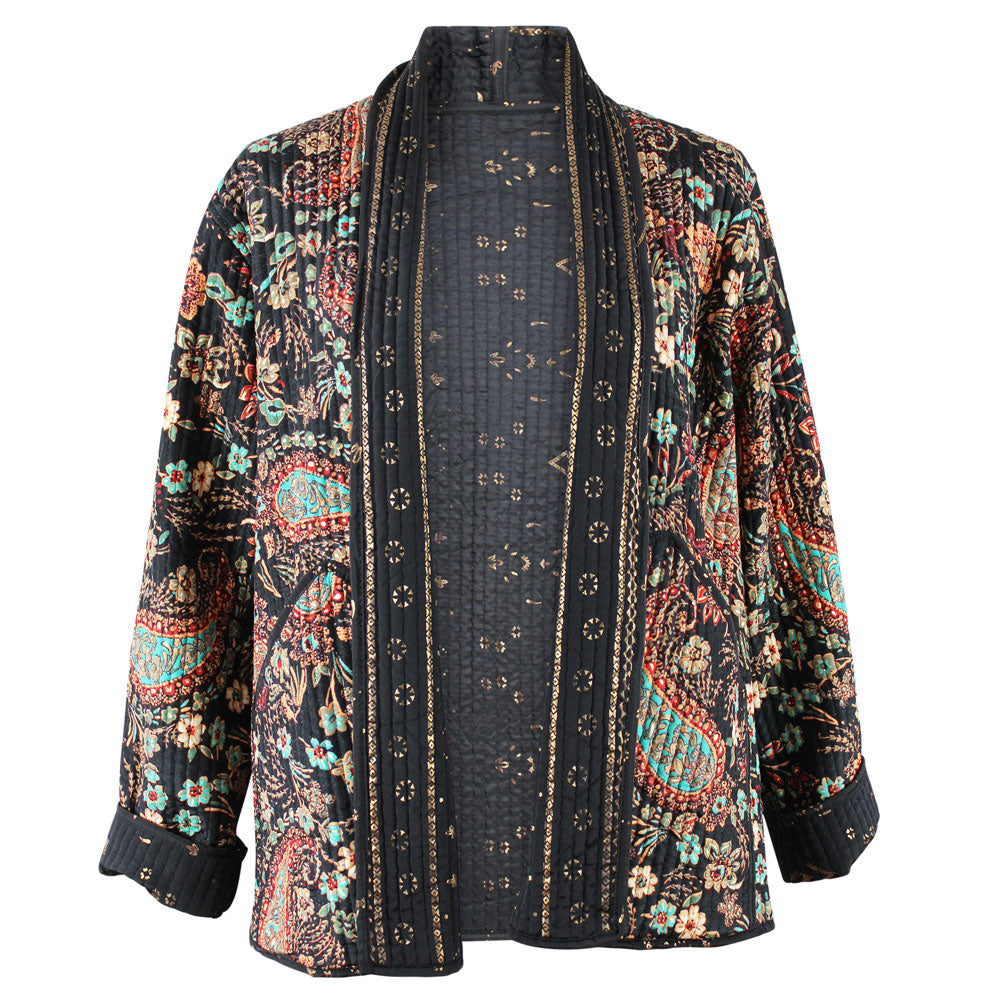 Paisley reversible printed cotton quilted jacket.