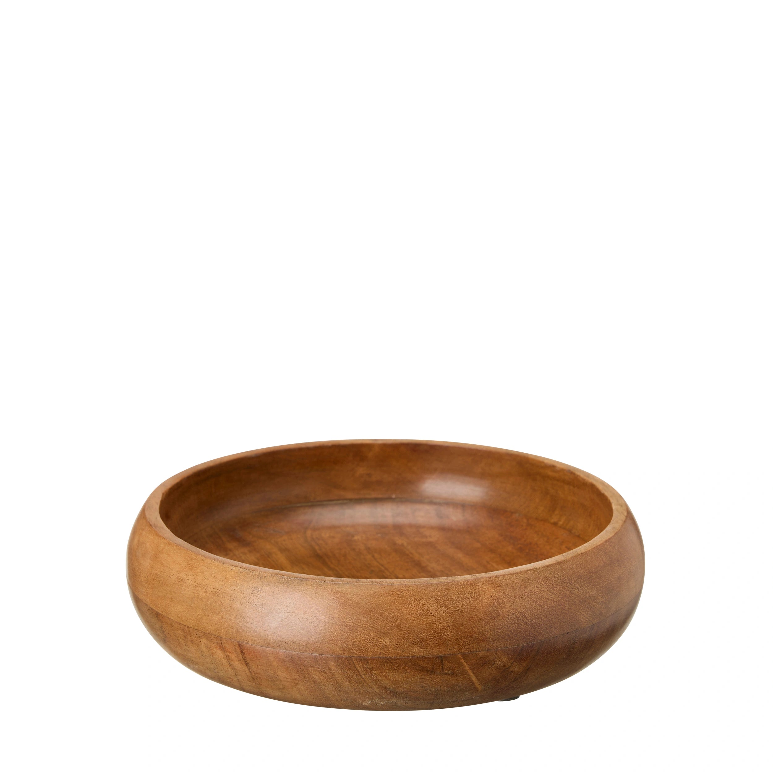 Medium wooden serving bowl on a white background