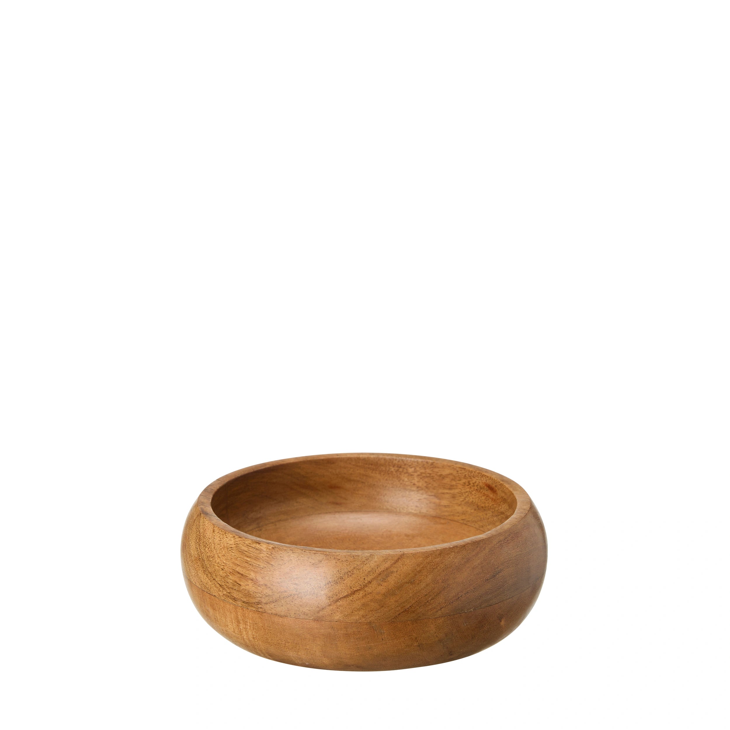 Small wooden serving bowl on a white background