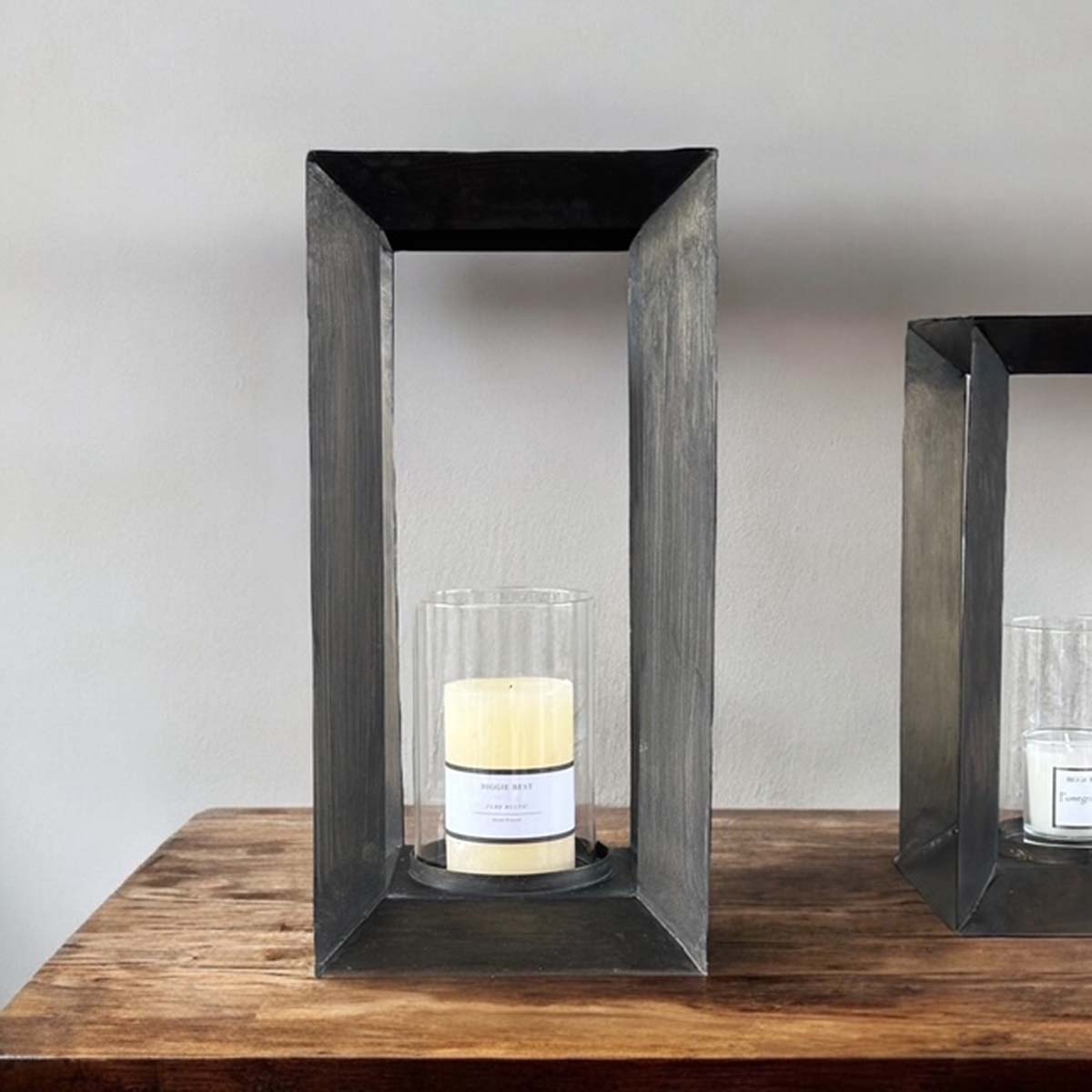 Large slate coloured metal candleholder