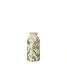 Small Isla vase with green floral pattern on a white background