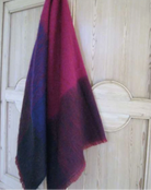 Beautiful, luxurious traditionally crafted Mohair Throw in Berry Colours, pink, purple and mauve.