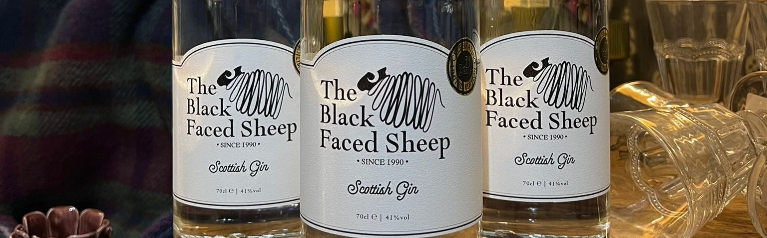 Three bottles of 35th Anniversary 'The Black Faced Sheep' gin.