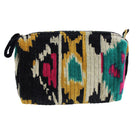 Black velvet Ikat print wash bag.
