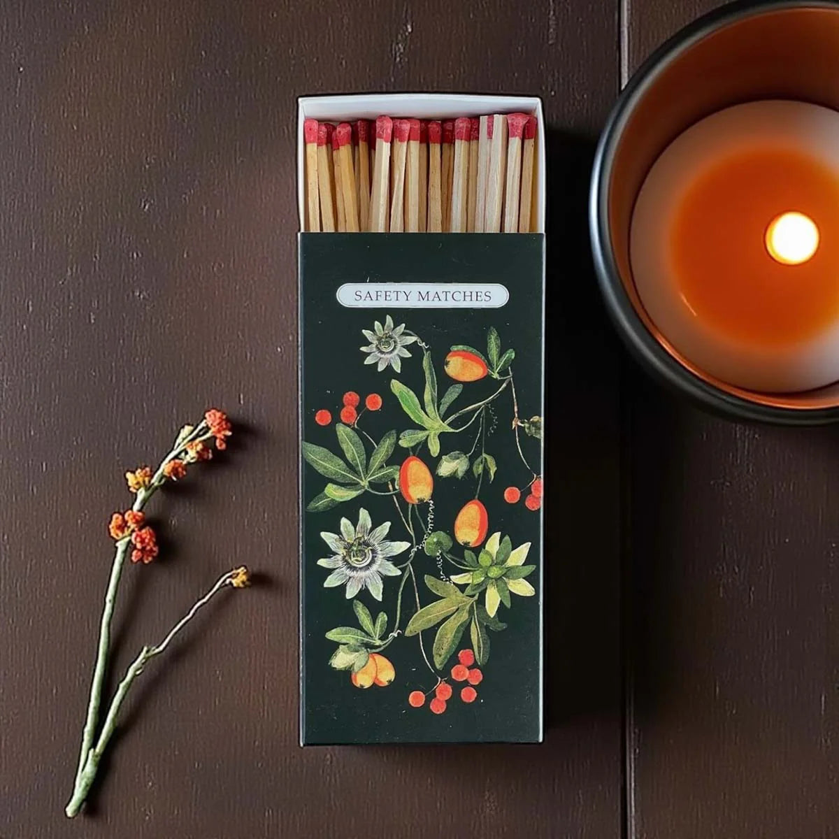Matchbox with botanical design.