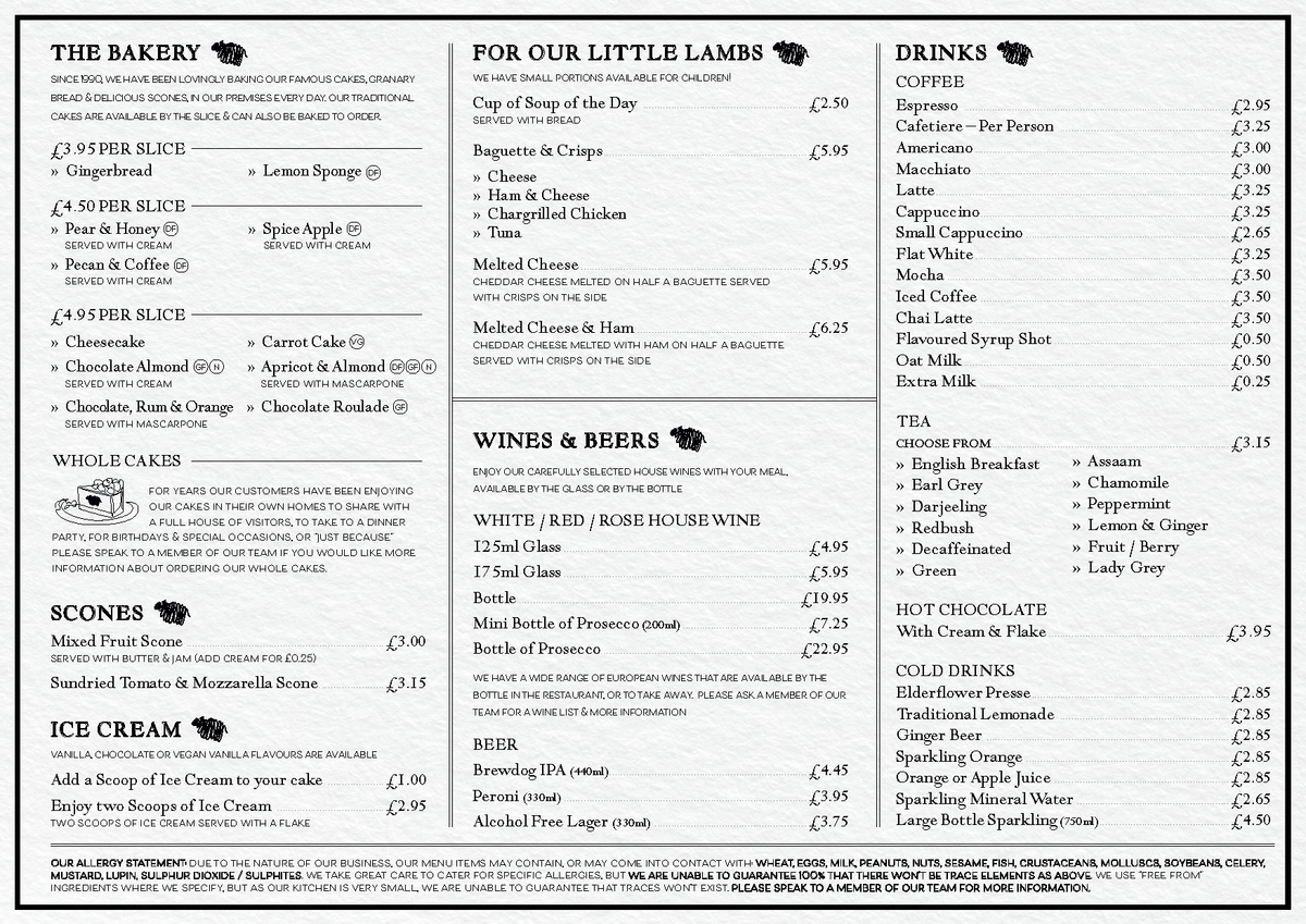 Delicious Cafe Menu | The Black Faced Sheep in Aboyne