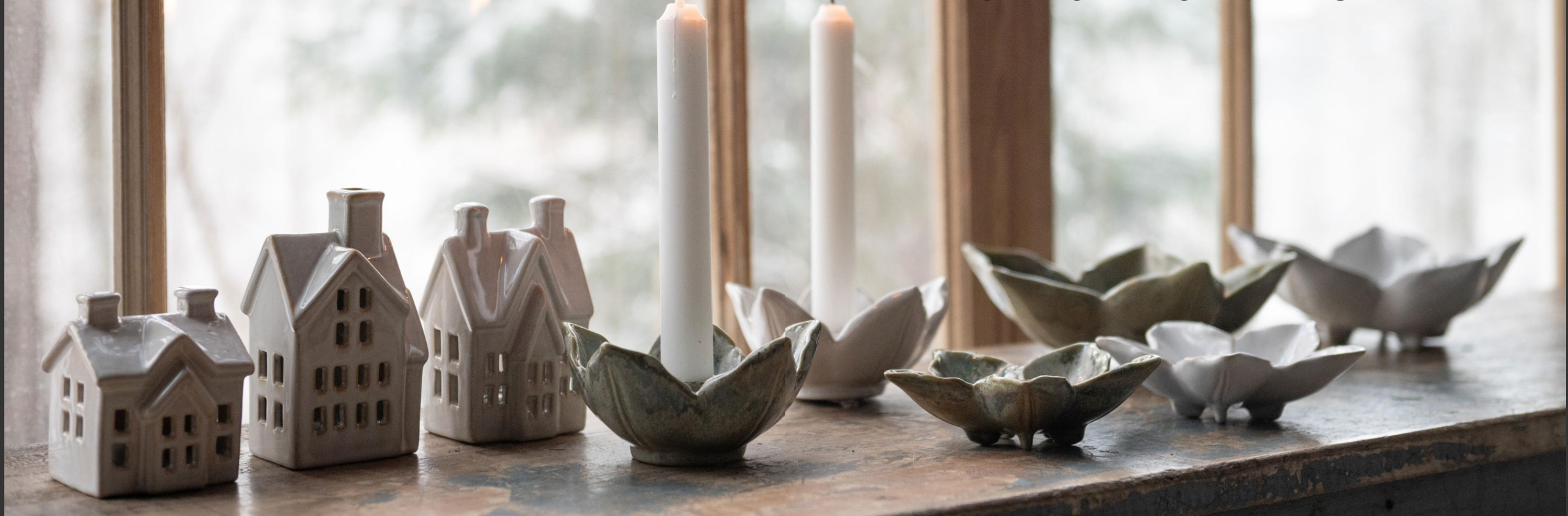 Christmas candle holders and decorative saucers