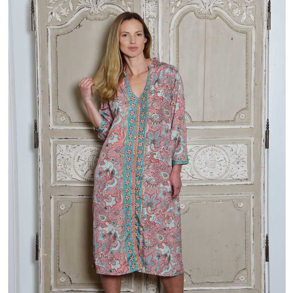 Pink floral shirt dress by The Black Faced Sheep