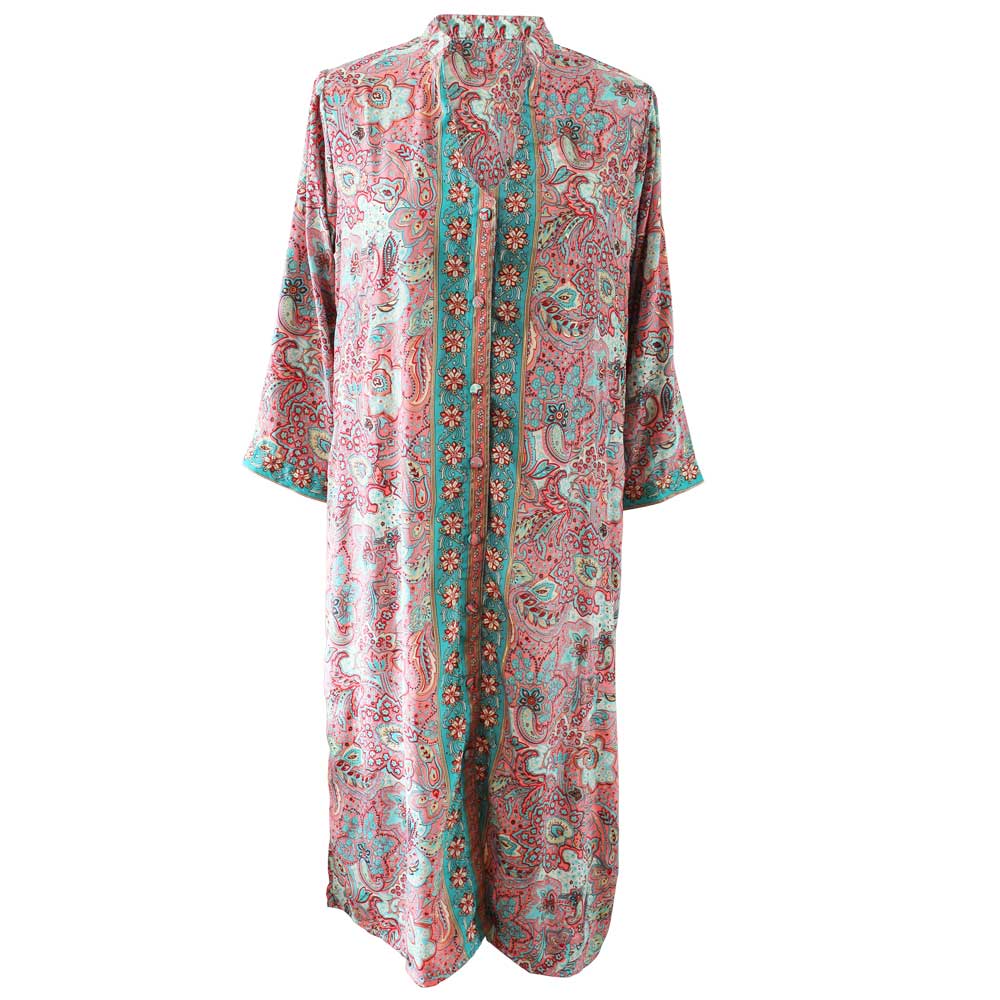 Pink floral shirt dress by The Black Faced Sheep cut out
