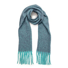 Blue winter scarf with turquoise tassels
