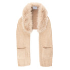 Coffee coloured scarf with fur trim.