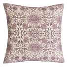 Decorative throw cushion with intricate grape and beige coloured pattern.