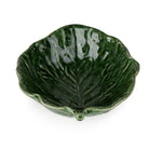 Green ceramic leaf shaped bowl.