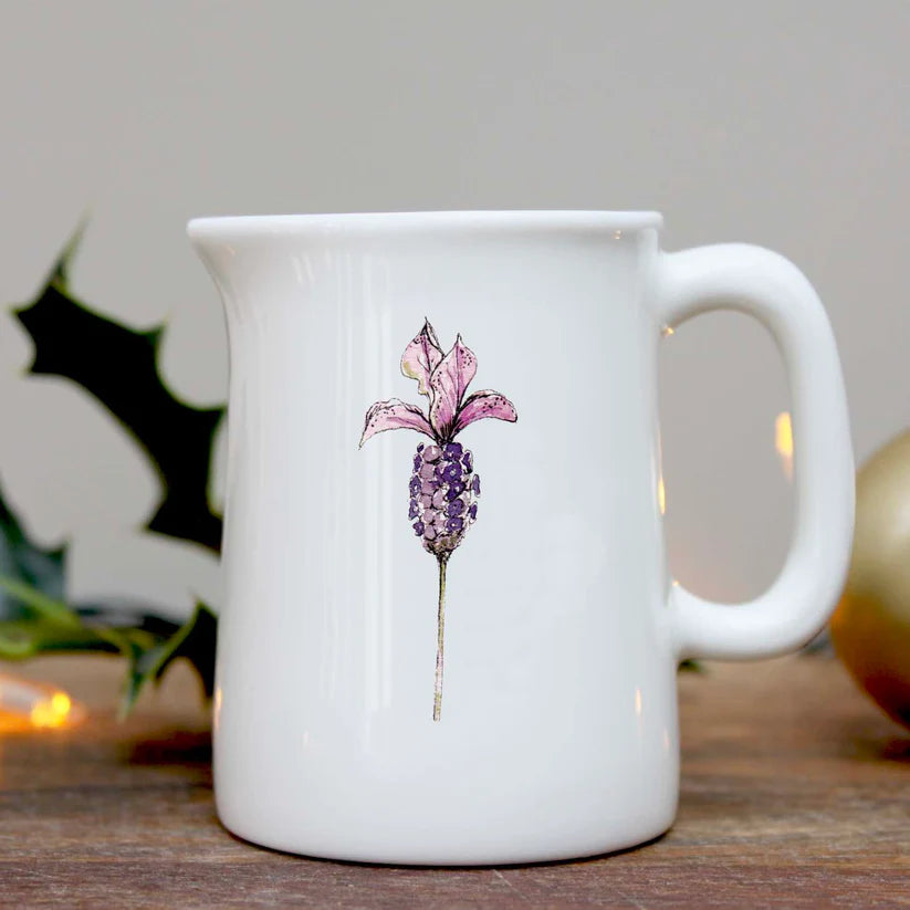 Fine bone china quarter pint jug with lavender design.