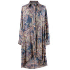 Blue Grey, Coral & Cream Floral Paisley Print Shirt Dress cut out