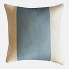 Throw cushion with oversized blue stripe.