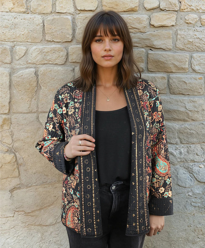 Paisley reversible printed cotton quilted jacket.