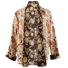 Brown, gold and white reversible quilted jacket.