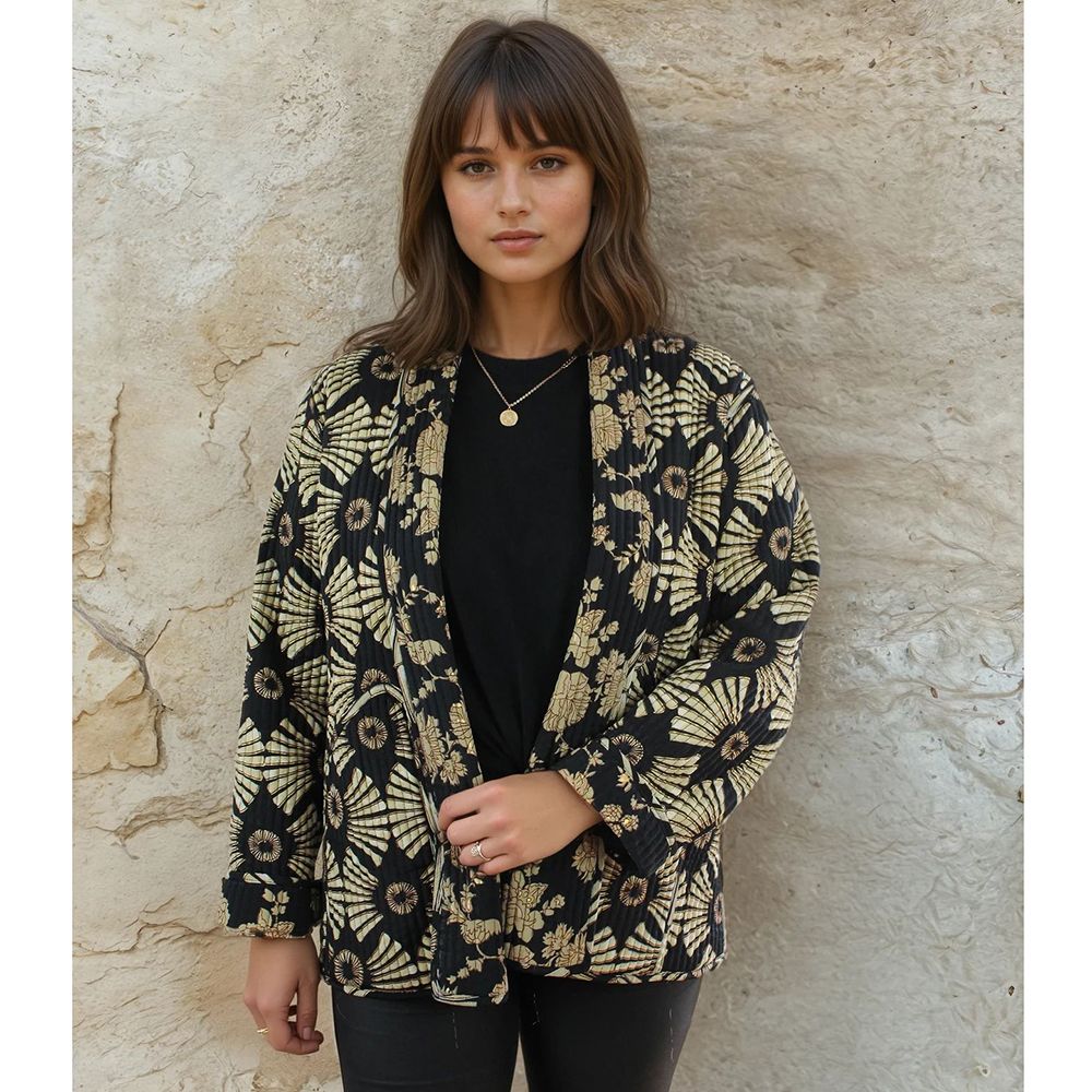 reversible jacket on model