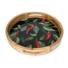 Mango wood tray with enamel Chilli pepper design.