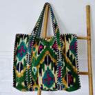 Velvet ikat shopping bag lifestyle