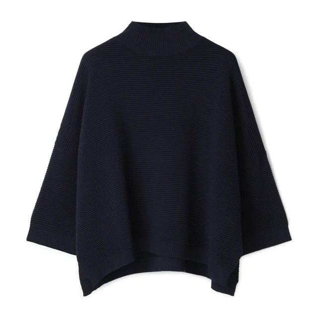 Navy jumper on a white background