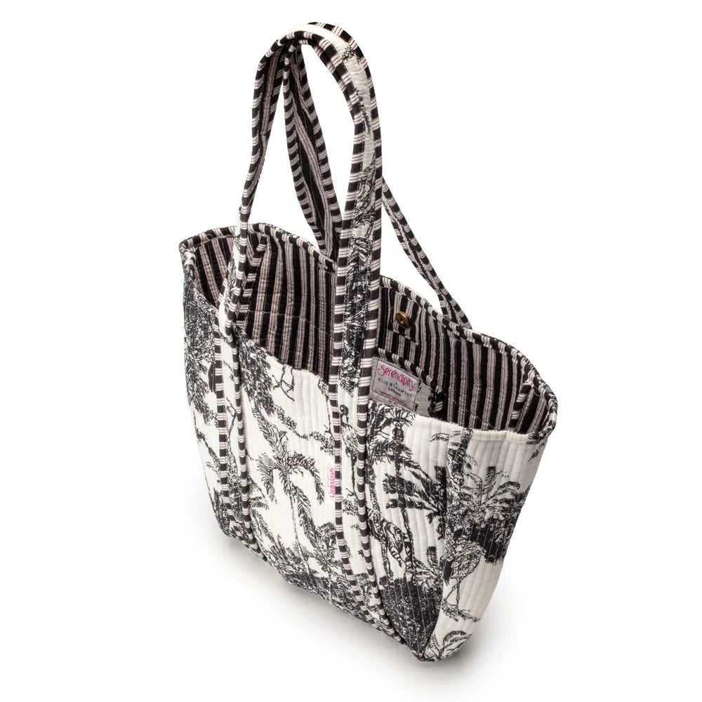 black and white tote shoulder bag