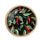 Mango wood tray with enamel Chilli pepper design.