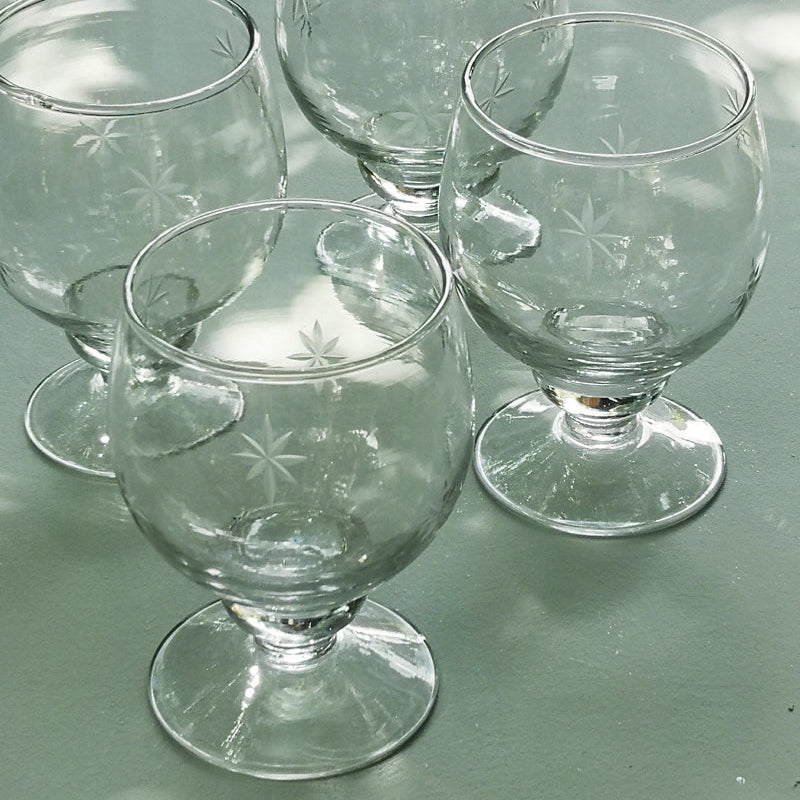 Etched star wine glasses