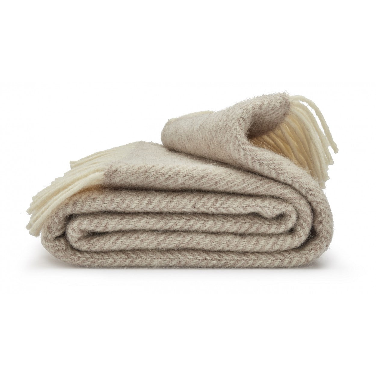 Fishbone design wool throw in Hazel