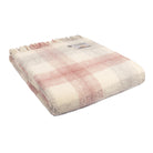 Meadow check throw in dusky pink