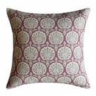 Decorative throw cushion with a grape and white patterned motif.